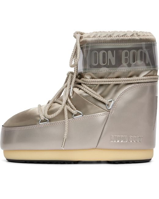 Moon Boot Gray Icon Low Glance Satin Boots