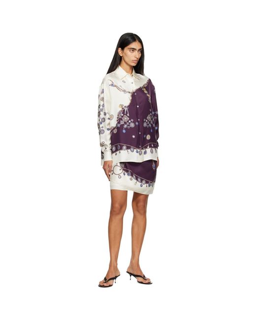 Versace Purple Printed Silk Twill Shirt
