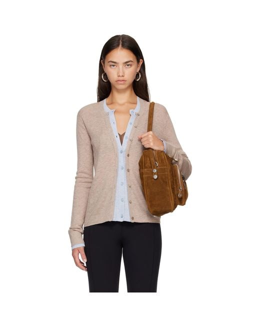 Acne Brown Layered Silk-Wool Cardigan