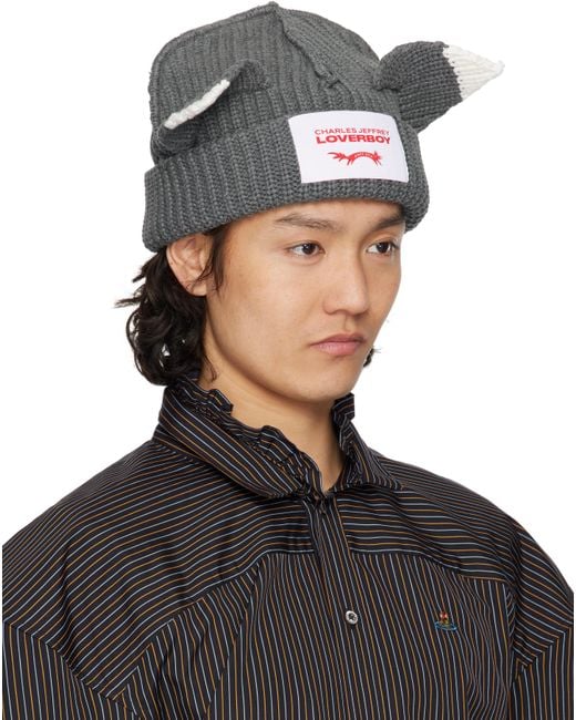 Charles Jeffrey Black Chunky Ears Beanie for men