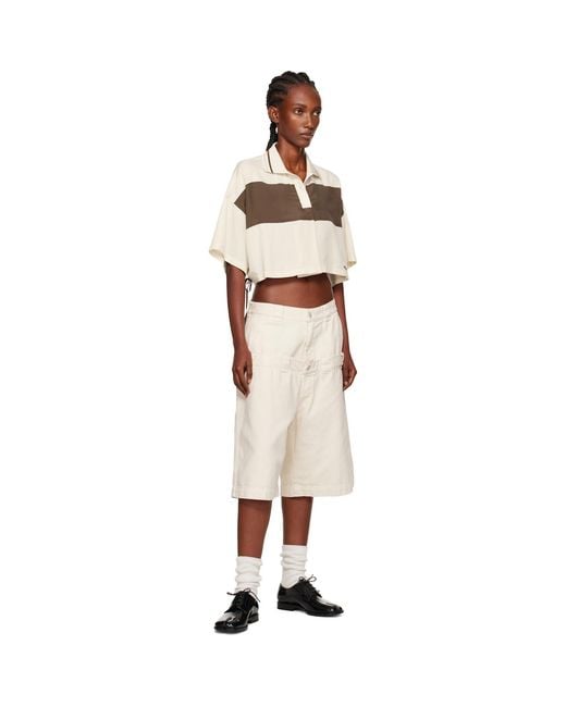 we11done Natural Off- & Cropped Side Ribbon Polo