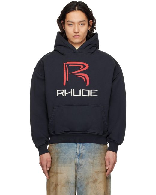 メンズ Rhude ブラック Circuit Logo フーディ Blue
