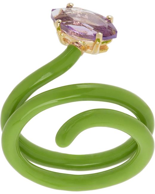 Bea Bongiasca Green Looped Vine Ring