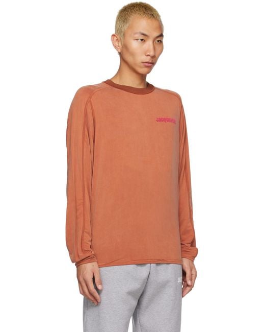 Jacquemus Orange Crewneck Long Sleeve T-shirt for men
