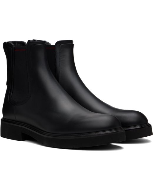 Ferragamo Black Calfskin Chelsea Boots for men