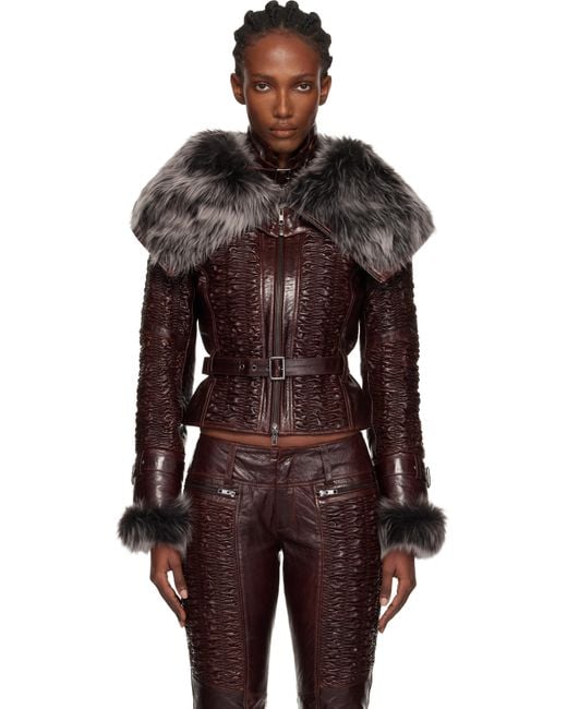 KNWLS Black Smocked Leather Jacket