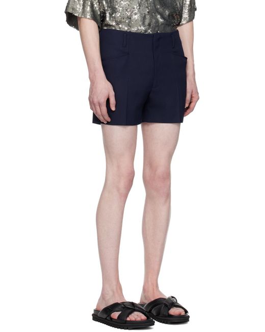 Dries Van Noten Blue Navy Creased Shorts for men
