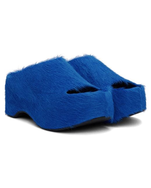 Marni ブルー Chunky ロングヘア カーフスキン クロッグ