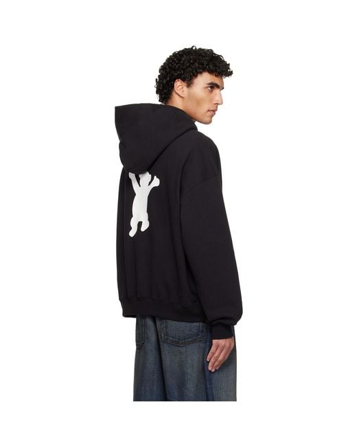 we11done Blue New Teddy Logo Hoodie for men