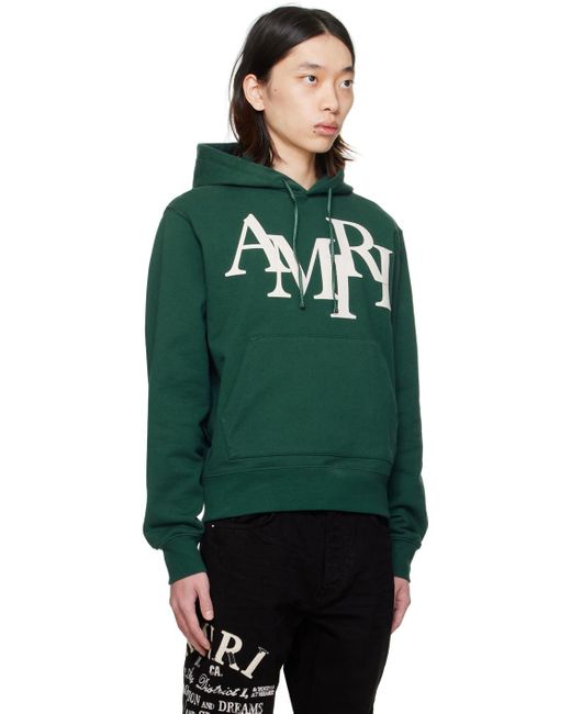 Amiri Green staggered Hoodie for men