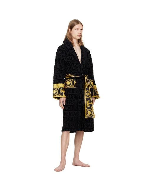Versace Black 'I Heart Baroque' Bathrobe for men