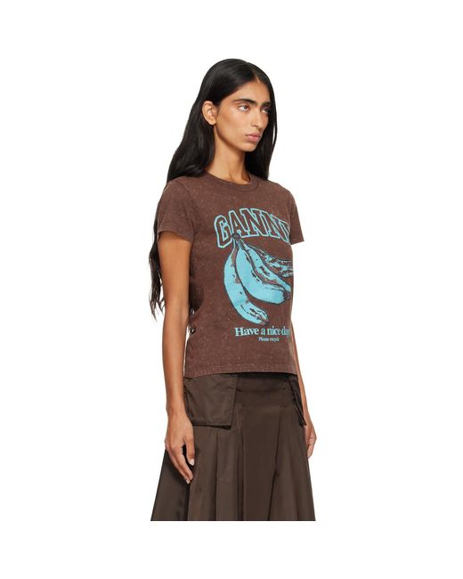 Ganni Brown Future Jersey Banana T-Shirt
