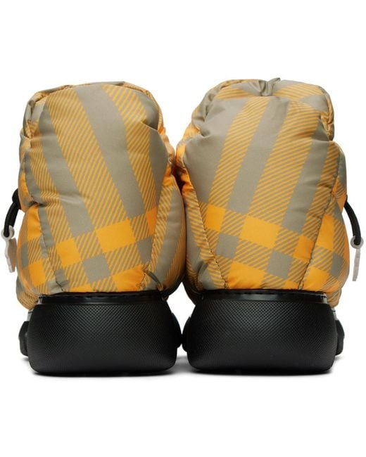 Burberry Orange & Taupe Check Pillow Boots in Black for Men | Lyst