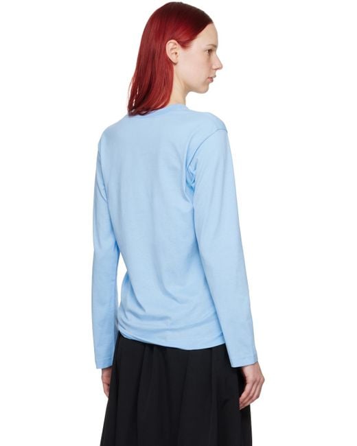 Comme des Garçons Blue Printed Long Sleeve T-Shirt