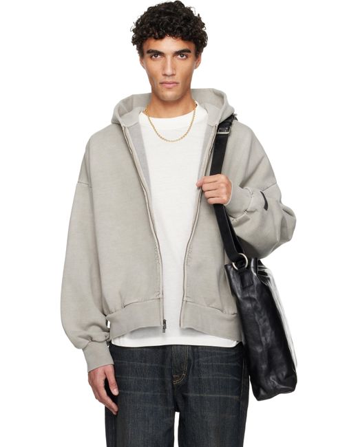 Fear Of God Gray Holiday Embroidered Classic Full Zip Hoodie for men
