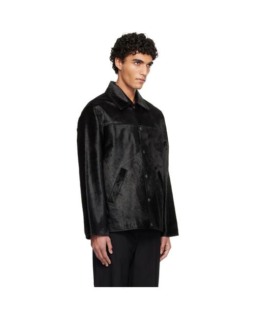 sunflower Black Cow Hide Coach Jacket for men