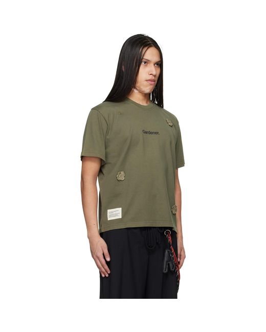 Song For The Mute Green Birkenstock Edition 'The Gardener' Crochet Flower T-Shirt for men