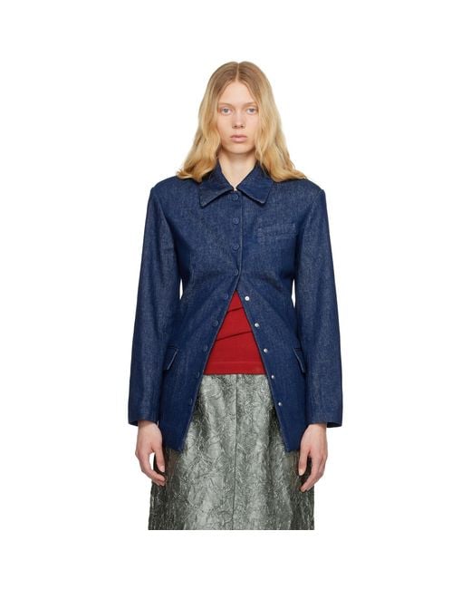 Dries Van Noten Blue Press-Stud Denim Jacket