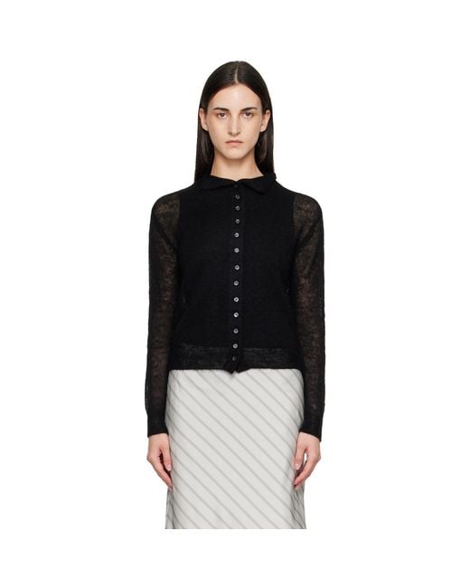 TONYWACK Black Mohair Half-Neck Cardigan