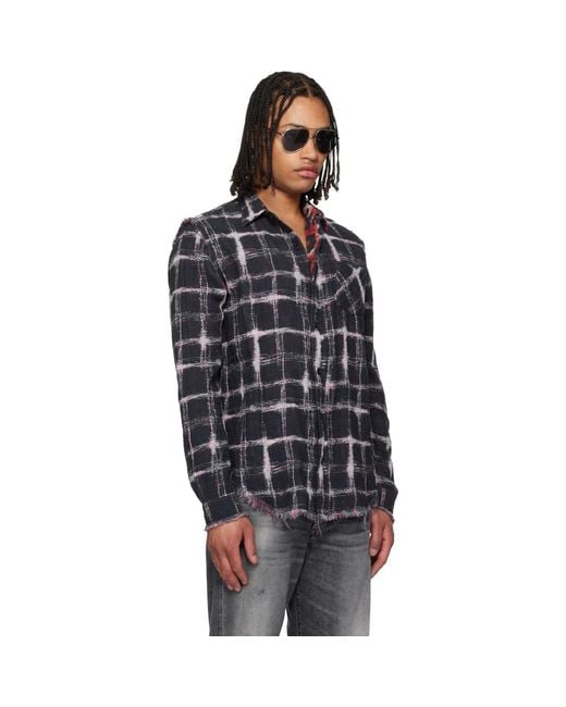 R13 Black Shredded Seam Reversible Shirt for men