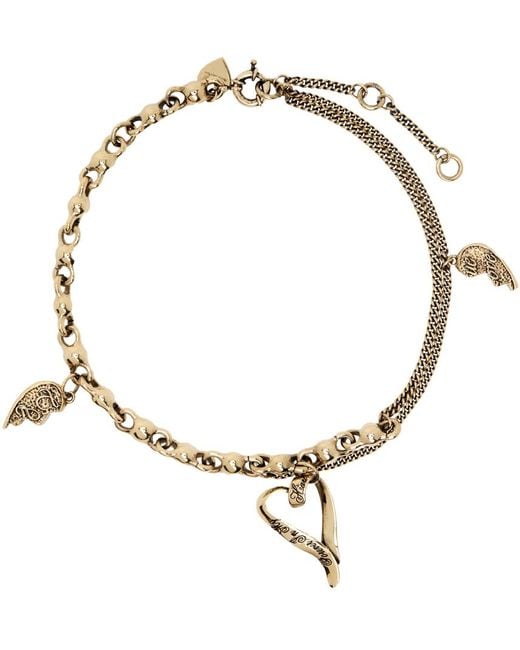 Acne Metallic Gold Charm Necklace