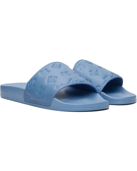 DSquared² Black Embossed-Logo Slides for men