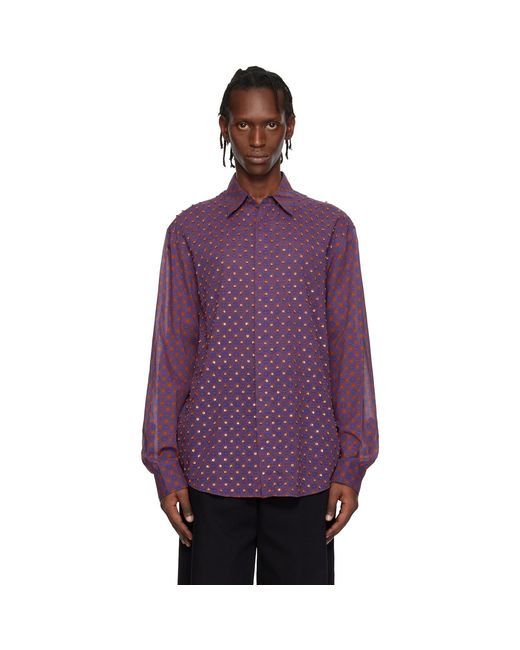 Dries Van Noten Purple Sequinned Shirt for men