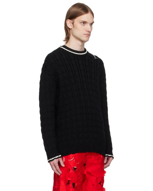 メンズ Marni ブラック Dishevelled コットン 5ゲージ ケーブルセーター Black