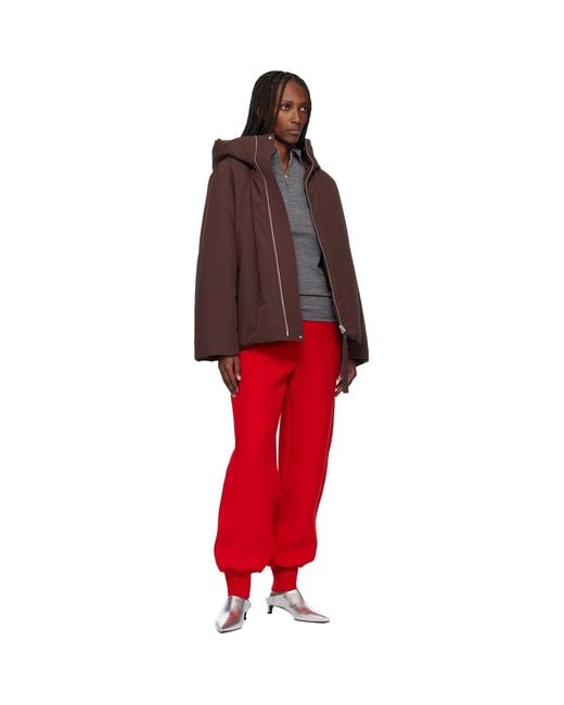 Jil Sander Red Burgundy Taffeta Down Jacket