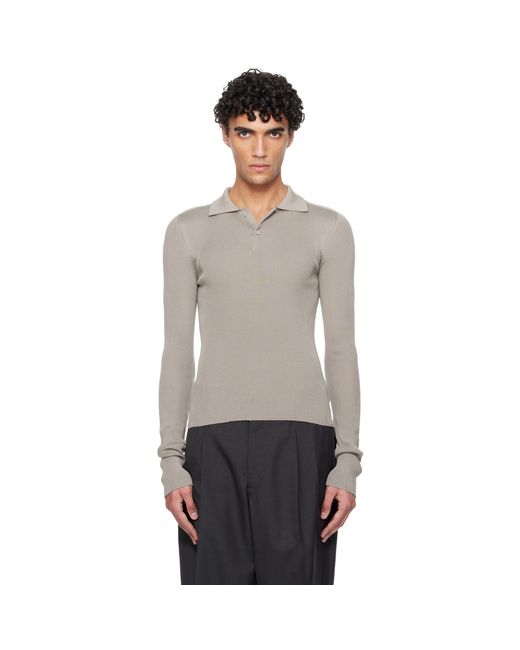 Rier Black Fine Rib Silk Polo for men