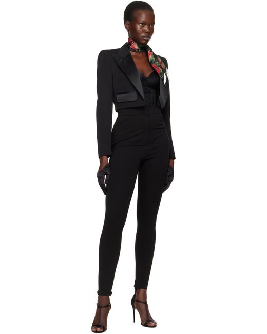Legging Noir En Jersey Côtelé À Logo Milano Dolce & Gabbana en coloris Black