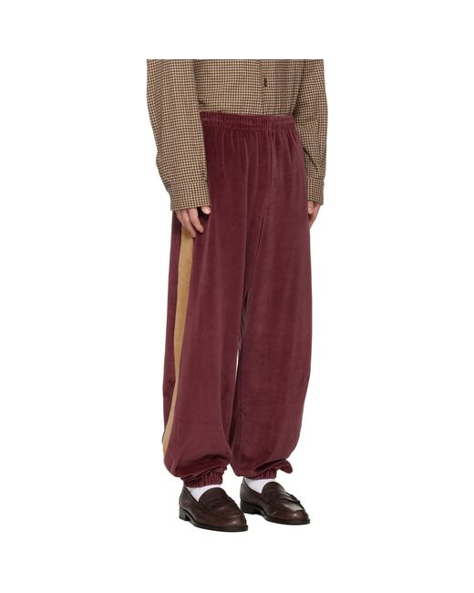 Needles Red Burgundy Side Line Sweatpants for men
