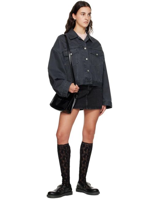 Acne Black A-line Denim Miniskirt