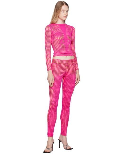 Sinead Gorey Pink Laser-cut leggings