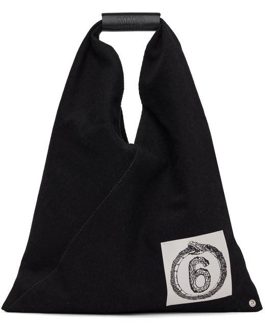 MM6 by Maison Martin Margiela Black Small Snake Patch Triangle Tote for men