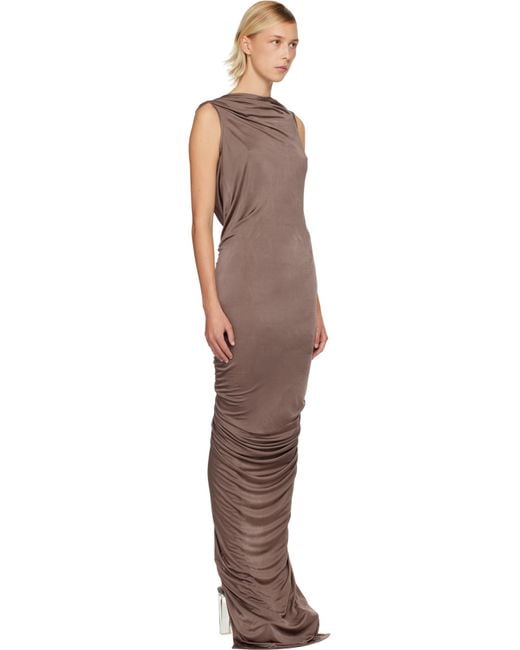 Rick Owens Black Taupe Concordians Eva Maxi Dress