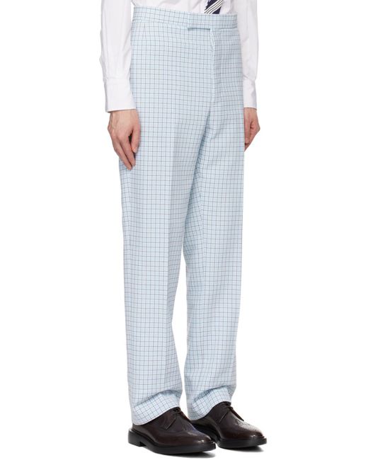 Thom Browne White Blue Low-rise Trousers for men