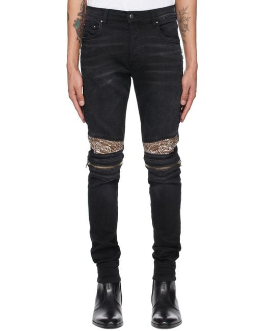 Amiri 15cm Mx2 Leather Jeans in Black for Men