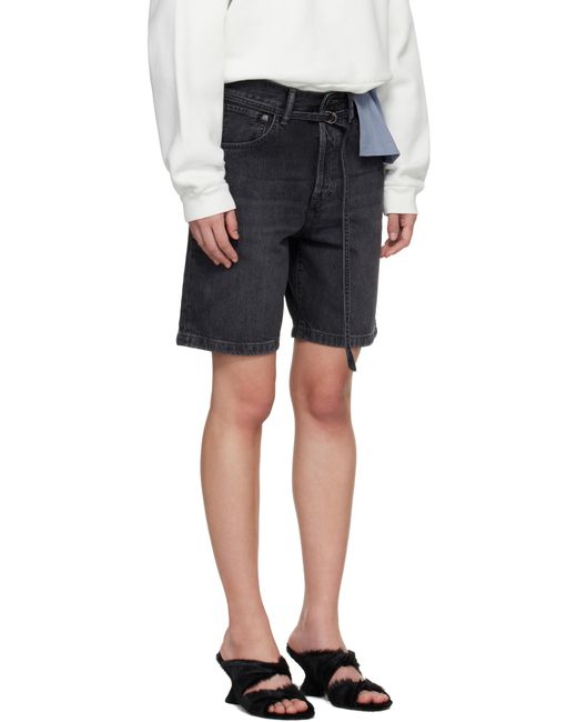 Acne Black Loose Fit Denim Shorts