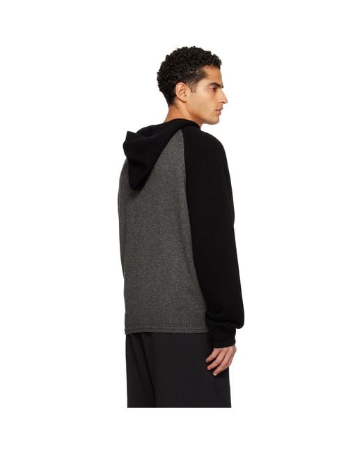 we11done Black Raglan Knit Zip-Up Hoodie for men