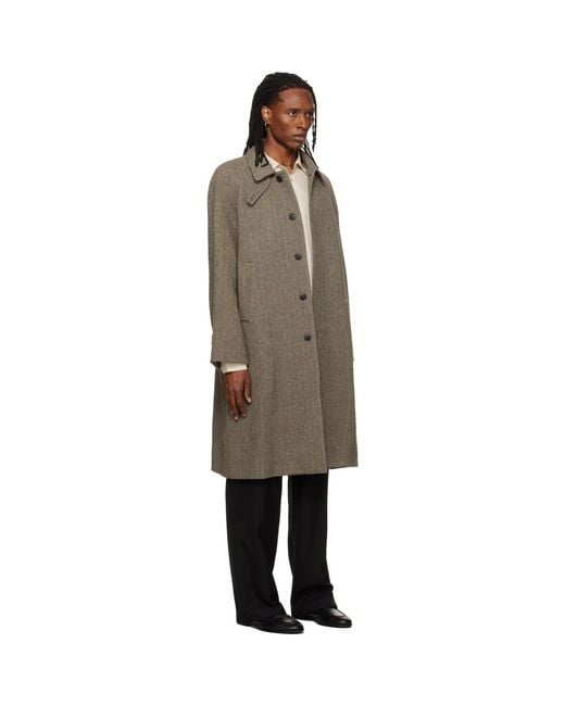 TONYWACK Natural Herringbone Wool Raglan Coat for men