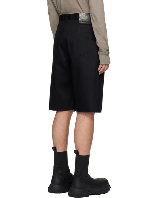 Rick Owens Black Hollywood Geth Cutoffs Denim Shorts for men