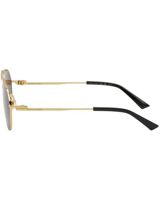 Bottega Veneta Black Gold Split Pilot Metal Sunglasses