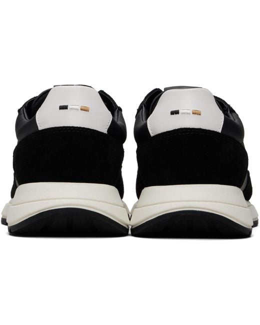 Boss Black Suede Trim Sneakers for men