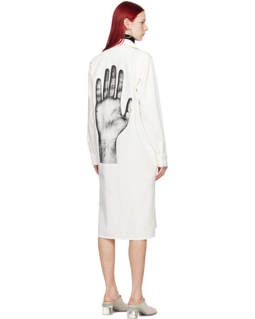 Robe longue blanche en denim à logo et image imprimés MM6 by Maison Martin Margiela en coloris Black