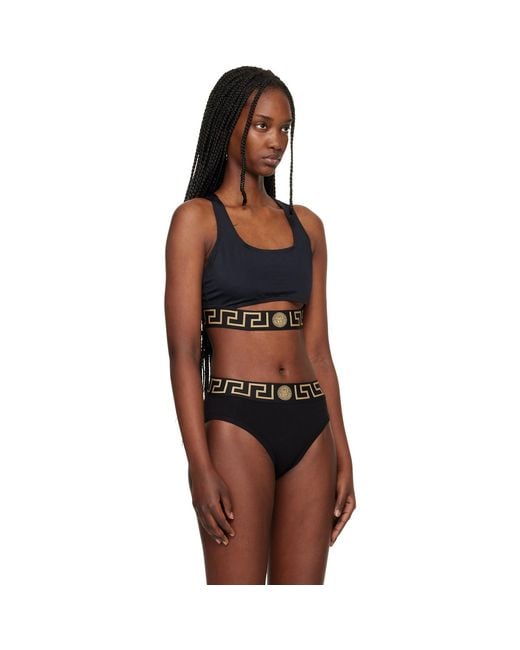 Versace Black Cutout Bikini Top