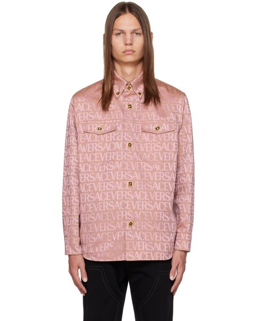 Versace Pink Allover Shirt for men