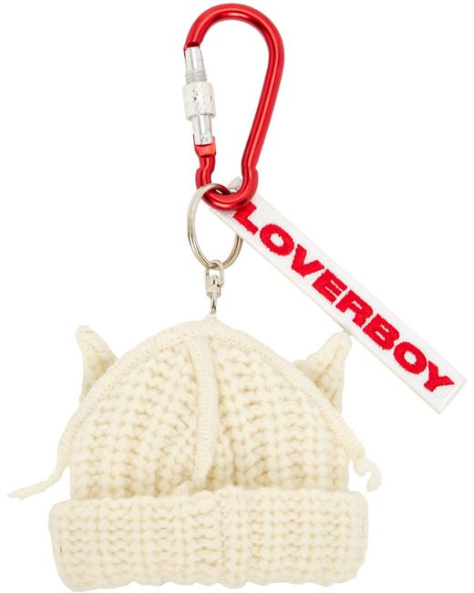 Charles Jeffrey Red Off- Chunky Ears Beanie Keychain for men