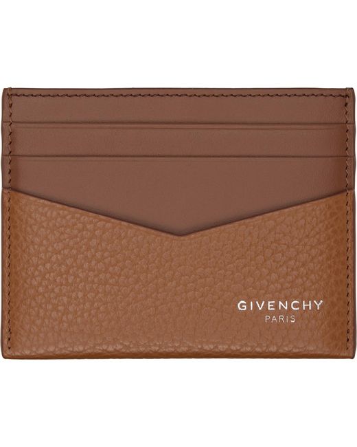 Givenchy Brown Grained Leather Card Holder for men
