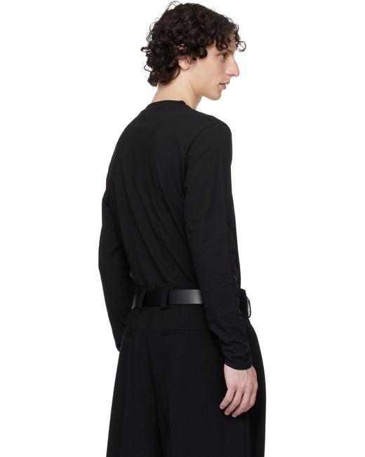 メンズ Boss ブラック ストレッチコットン ロゴ 長袖Tシャツ Black